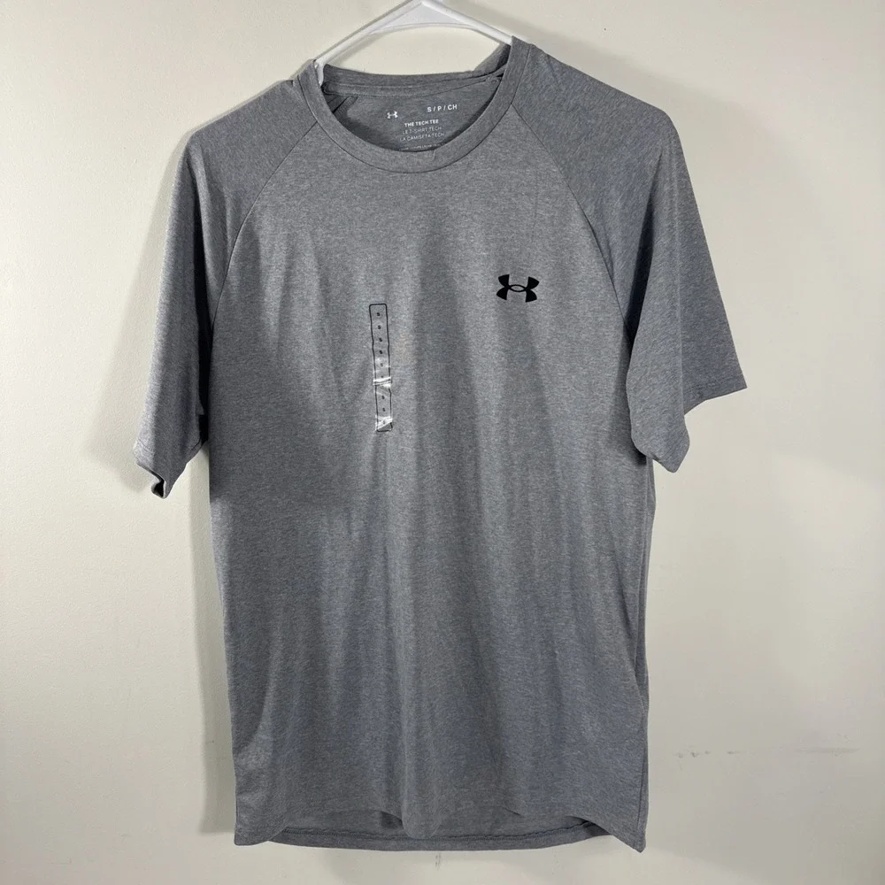 Under Armour Tech 2.0 Men's Grey w/ Black Short Sleeve Shirt Loose Fit Sz Small